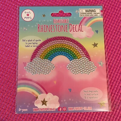 Pink Poppy Removable Rhinestone Decal Rainbow