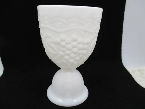 Vintage Imperial Glass White Milk Glass Egg Cup - Hanging Grape Pattern