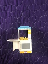 VTG Little Tikes Dollhouse Furniture Kitchen Island Table Blue Top Furniture