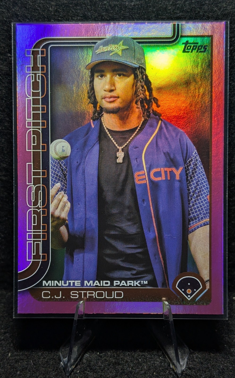 2025 Topps Baseball First Pitch Pink Holo CJ Stroud Astros, Texans