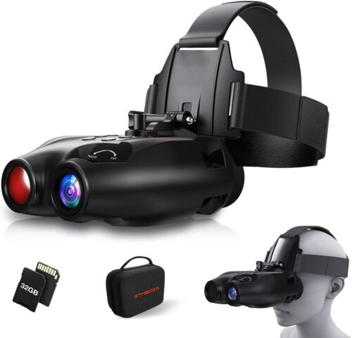 GTMEDIA 3D 5X Night Vision Goggles Head Mounted Binoculars Infrared For Hunting