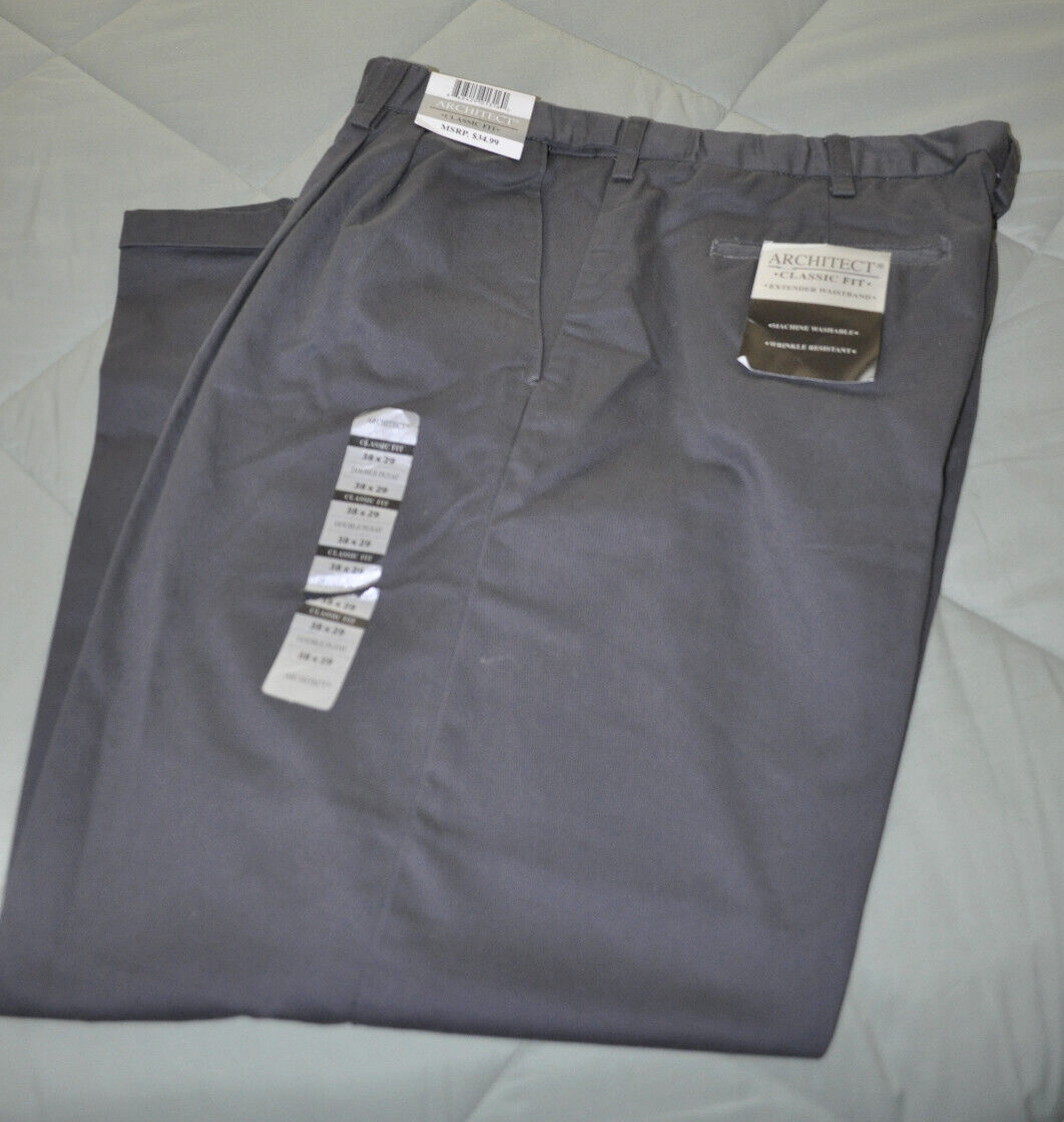 ん！！ NWT Architect Classic Fit Men's 38W x29L Pants - Pleated