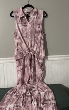 Vince Camuto Tie Dye Jumpsuit Size Large Button Down Tie Front Pink Sleeveless