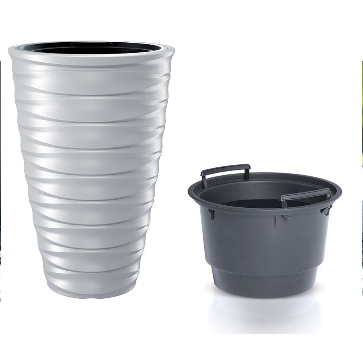 Pot de fleurs rond Freze avec insert amovible et coloris au choix