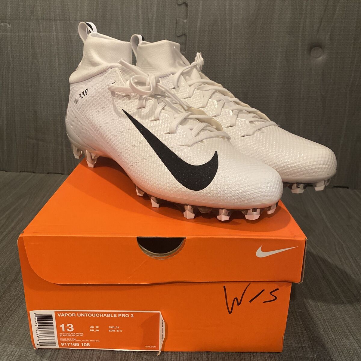 Nike Vapor Untouchable 3 White Black Football Cleats 917165-105 Sz 13 | eBay