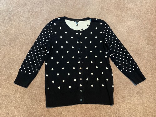 Womens Talbots Black White Polka Dot Cardigan Sweater Small Button | eBay