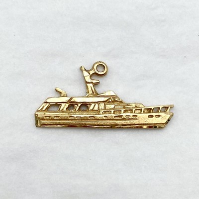 14K Yellow Gold Yacht Boat Ship Sea Life Sailor Charm Pendant (I-45342)