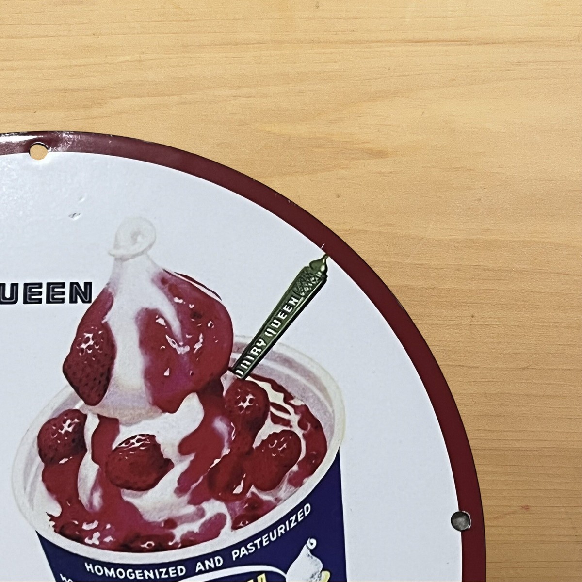 VINTAGE DAIRY QUEEN PORCELAIN SIGN ICE CREAM SALES SERVICE