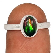 TreatedChalama Black Opal 925 Sterling Silver Ring Jewelry s.6.5 CR67196