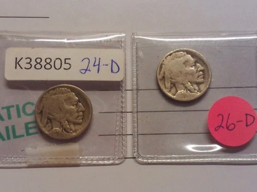 1924D and 1926D Buffalo Nickels VG with Nice Clear Readable Dates