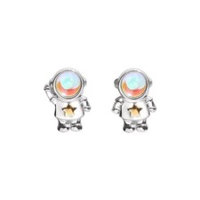 Creative Asymmetrical Astronaut Stud Earrings Space Star Planet for Women Cute P
