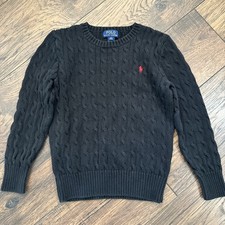 Vintage 90s Polo Ralph Lauren Cable Knit children Crew Neck Sweater Size M 10/12