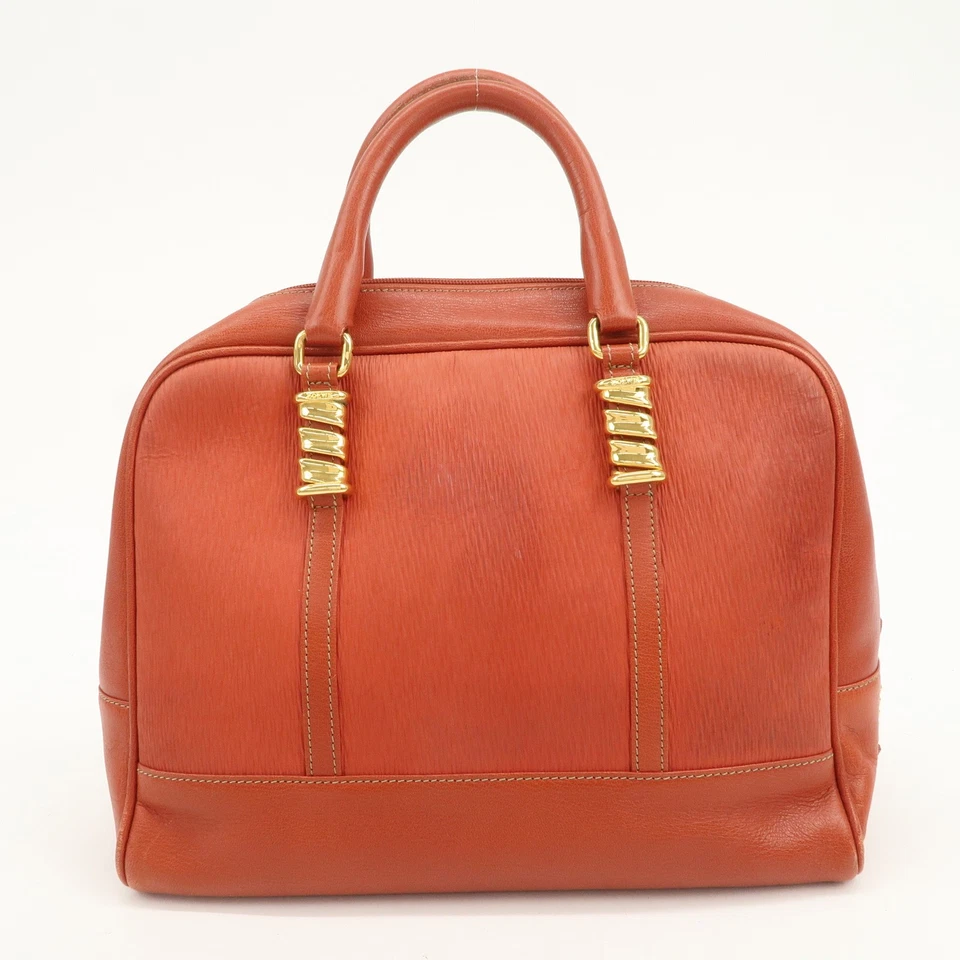 LOEWE Velazquez Leather Hand Bag Boston Bag Orange Authentic Used F/S - Image 2 of 4