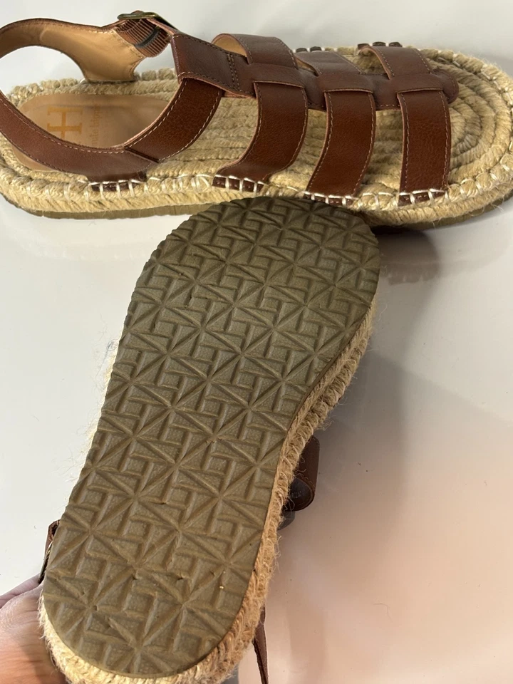 Sandalias Haute Hippie Marrón Imitación Cuero Plataforma Alpargata Gladiador Hebilla 9 Foto 4 de 4