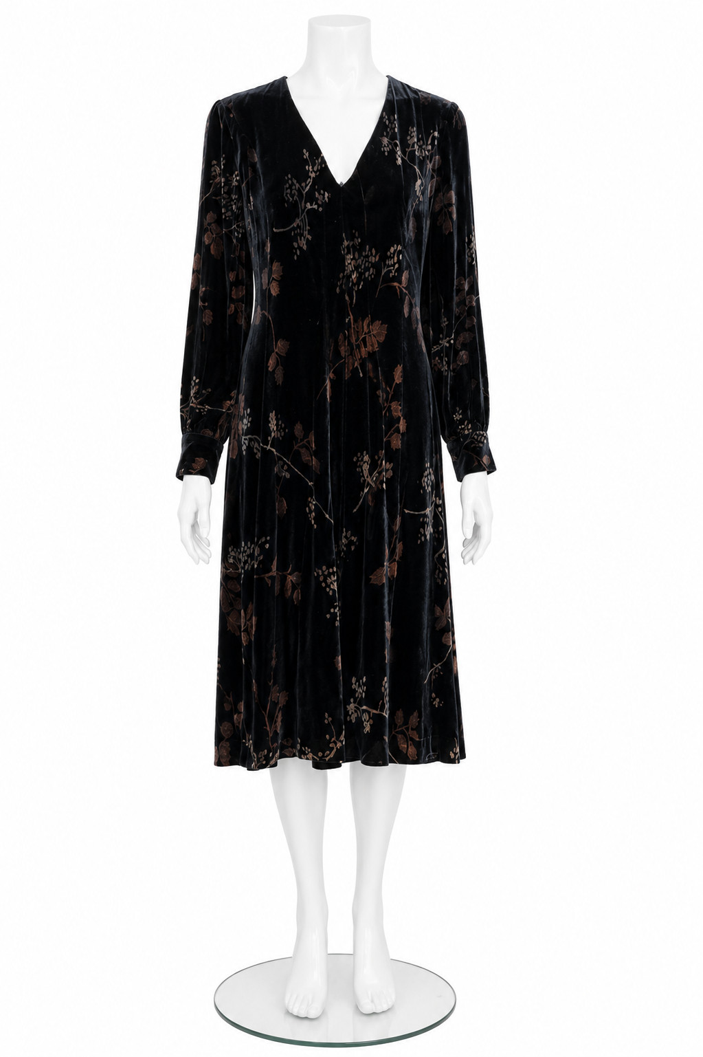 Vintage Oscar de la Renta silk velvet dress with a floral pattern US 8 UK 12