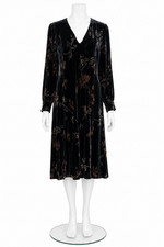 Vintage Oscar de la Renta silk velvet dress with a floral pattern US 8 UK 12