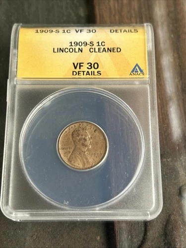 1909-S Lincoln Wheat Penny VF 30 with DETAILS -Cleaned Coin
