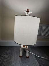 Safari Giraffe Nursery Table Lamp with White Shade, Brown and White