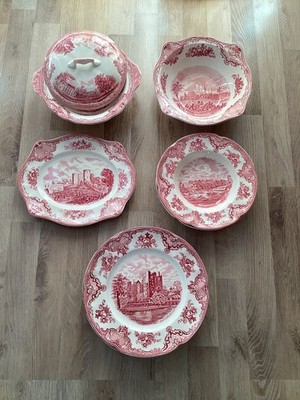 Johnson Brothers Old Britain Castles Geschirr Set Rot - Vintage England