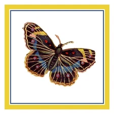 Colorful Blue Gold Butterfly Counted Cross Stitch Chart Pattern