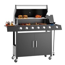 6+1 Brenner Gasgrill BBQ Grillwagen aus Edelstahl inkl Seitenbrenner …