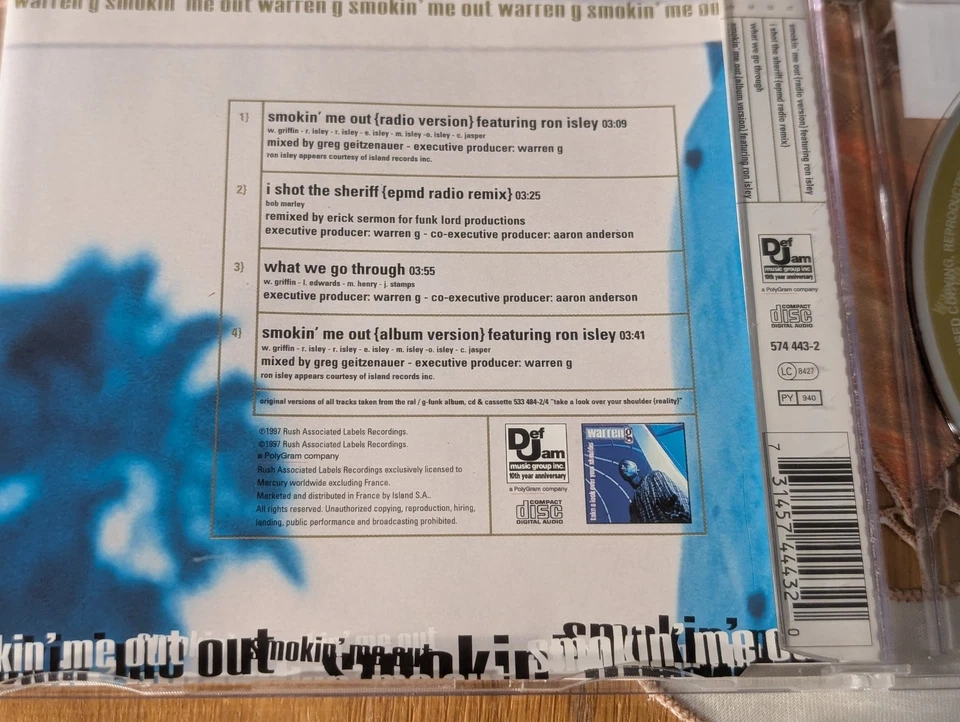 Warren G feat. Ron Isley Smokin Me Out 1997 Rush Associated Labels CD Single 4 T - Bild 2 von 4