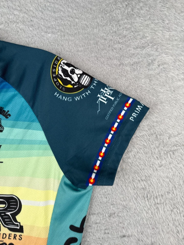 Camiseta deportiva de ciclismo Primal para mujer pequeña azul verde Tour De Steamboat Springs Colorado Foto 2 de 4