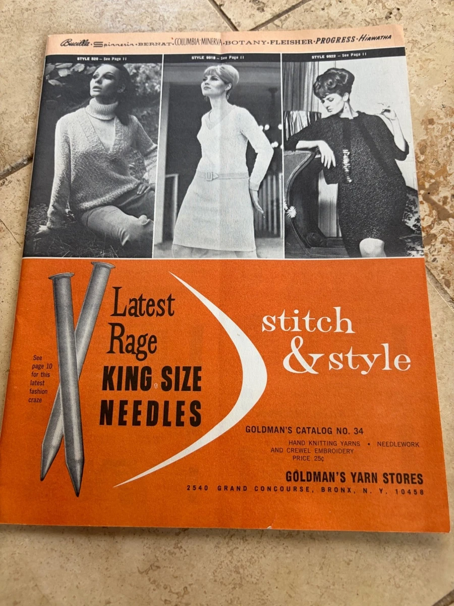 Catálogo Stitch and Style Goldmans Nº 34 Agujas Talla King Hilo Años 60 Bronx NY