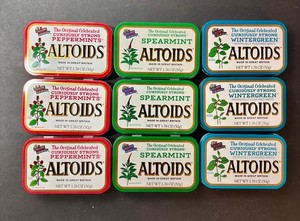 9 Empty Spearmint Wintergreen Pep. ALTOIDS Tins  Fishing, Sewing, Crafts Storage