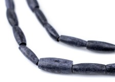Dark Grey Kenya Bone Beads Oval 7mm African 30 Inch Strand Handmade