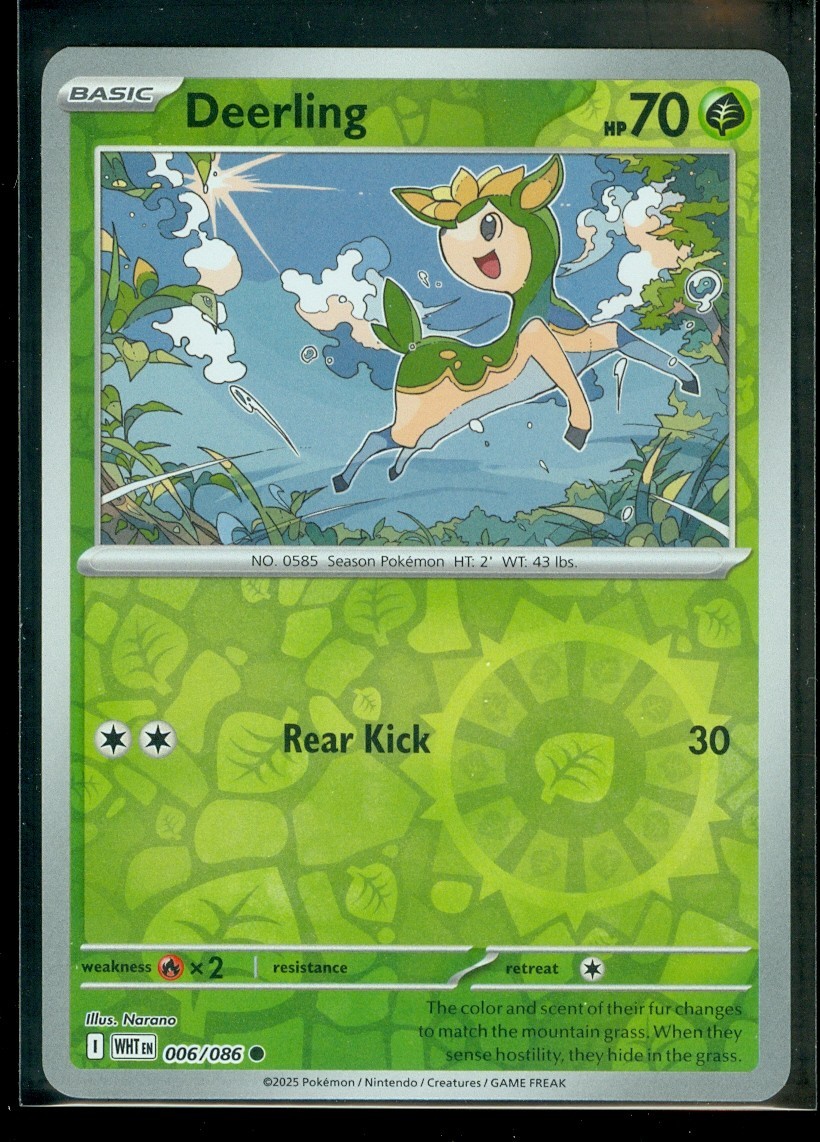 Pokemon DEERLING 006/086 - White Flare - Rev Holo - MINT