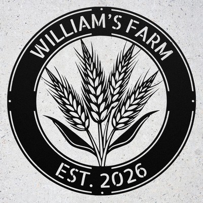 Custom Wheat Field Metal Sign Personalized Farmhouse Ranch Decor Gift for Farmer