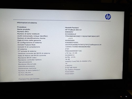 NOTEBOOK HP PROBOOK 650 G1 i5-4210M 15,6" RAM 8GB/NO HDD/NO BATT/TASTIERA GUASTA - Afbeelding 7 van 7