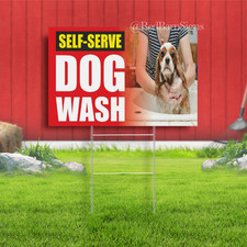 DOG WASH SELF SERVE Dog Cat Spa Pet Grooming Indoor Outdoor Yard Sign with metal