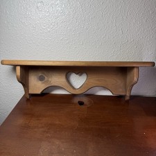 Vtg Handmade Wooden Shelf 24 Heart Cut Out CottageCore 1980's