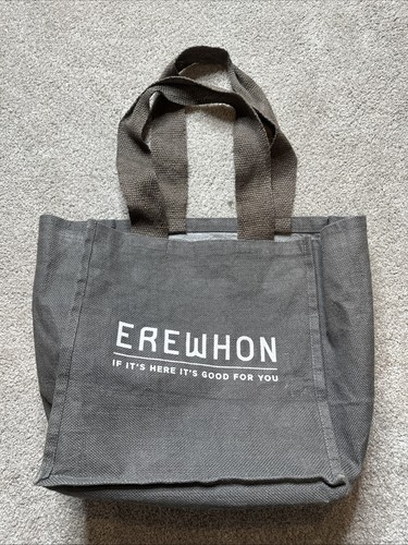 Erewhon Jute Tote Bag Reusable Eco Grocery Market Shopper Natural Jute Gray
