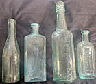 4 x Antique bottles bundle in aqua glass vintage Apothecary Medicine bottle (2)