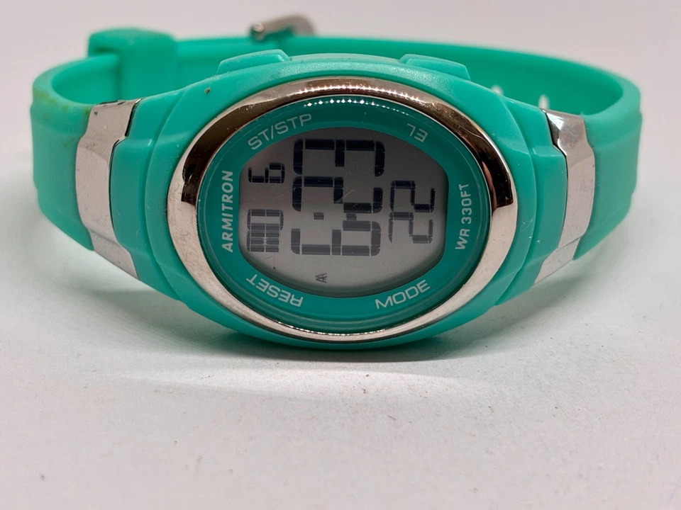 Working Ladies Green and Silver Armitron Pro Sport 45/7034 Watch CN - image 2 of 4