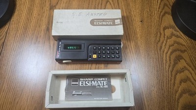 Vintage Sharp Compet Elsi-Mate EL-120 Calculator with Original Box and Manual