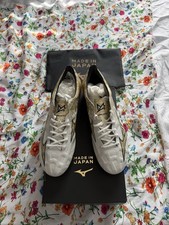 Mizuno Alpha I Japan Made in Japan FG Soccer Cleats White Gold US 9.5