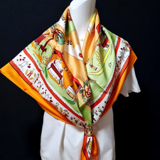 RARE VINTAGE HERMES Silk Scarf "Retour A La Terre" Carre 90 by Oliver Dumas