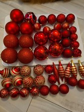 Christmas Red Matte, Shiny  Glitter Ball Ornament Lot 51