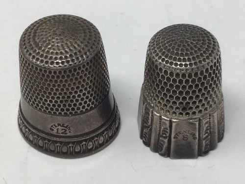 Simons Bros. Sterling Silver Thimble Lot Size 8 & Priscilla Size 12