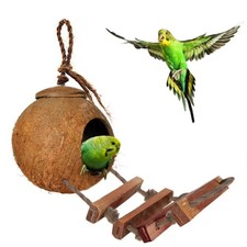 Natural Coconut Bird House Hanging Nest with Ladder for Garden Outdoor