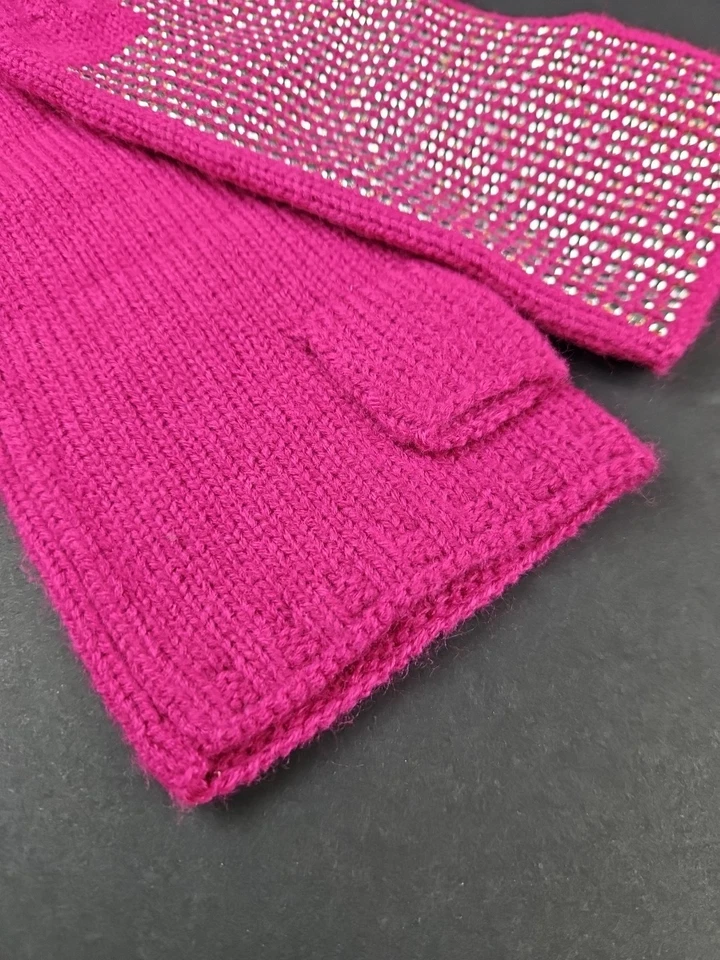 Guantes Michael Kors Sin Dedos Rosa Plata Embellecidos Mezcla Kint Para Mujer Nuevos Con Etiquetas Foto 3 de 4