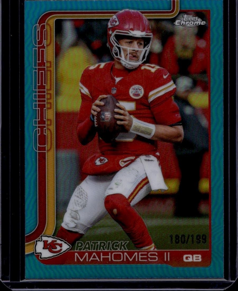 2025 Topps Chrome #148 Patrick Mahomes II Aqua Refractor /199