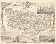 Kent antique county map by Thomas Moule 1837 old plan chart