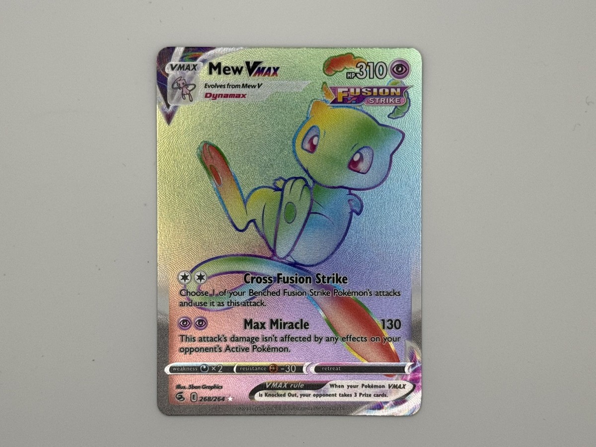 Mew VMAX 268/264 Rainbow Secret Rare NM Raw Pokemon Card Fusion Strike