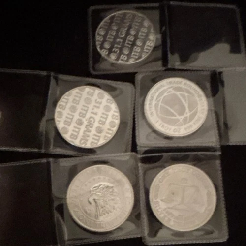 Lot of 5  1 Troy Oz .999 Fine Silver Rounds