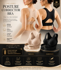 Women Seamless Wireless Front Closure Bra Posture Support Push Up Bra 2-Pack